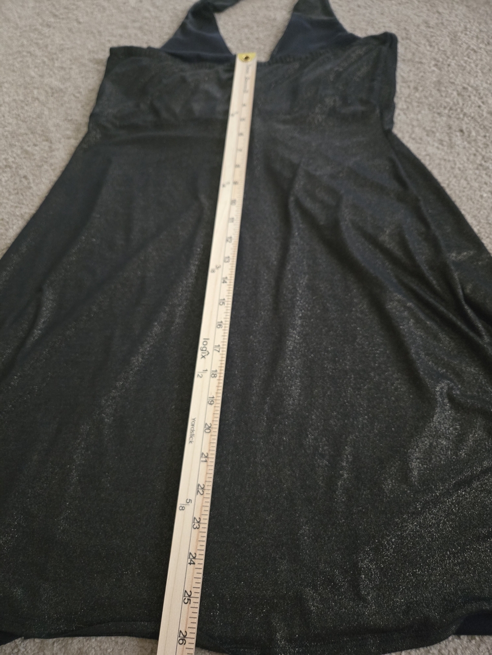 Patricia Field Y2K Black Gold Sparkle Tie Back Halter Midi Dress - Picture 13 of 13